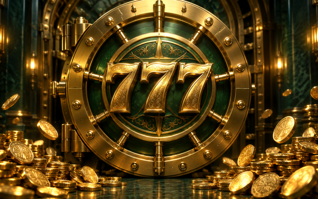 Golden jackpot vault with 777 symbols